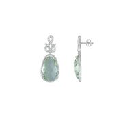 Green Amethyst and Created White Sapphire Earrings in Silver - jewelerize.com