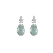 Green Amethyst and Created White Sapphire Earrings in Silver - jewelerize.com