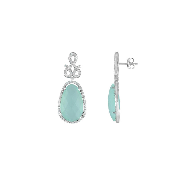 Green Aquamarine and Created White Sapphire Earrings in Silver - jewelerize.com