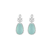 Green Aquamarine and Created White Sapphire Earrings in Silver - jewelerize.com