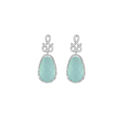 Green Aquamarine and Created White Sapphire Earrings in Silver - jewelerize.com