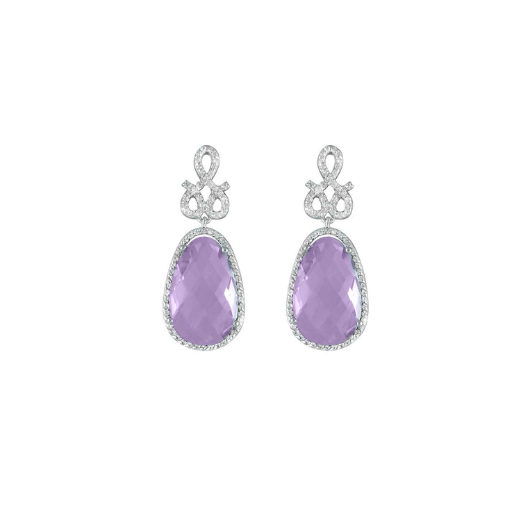 Pink Amethyst and Created White Sapphire Earrings in Silver - jewelerize.com