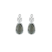 Smokey Quartz and Created White Sapphire Earrings in Silver - jewelerize.com