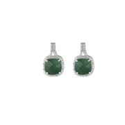 Genuine Emerald and Diamond Accent Silver Earrings - jewelerize.com