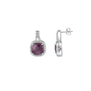 Genuine Ruby and Diamond Accent Silver Earrings - jewelerize.com