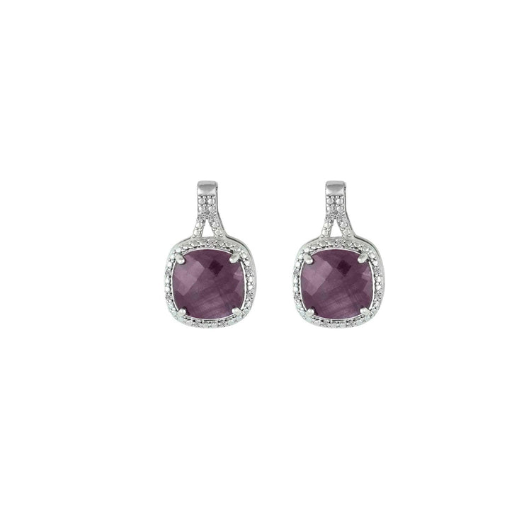 Genuine Ruby and Diamond Accent Silver Earrings - jewelerize.com