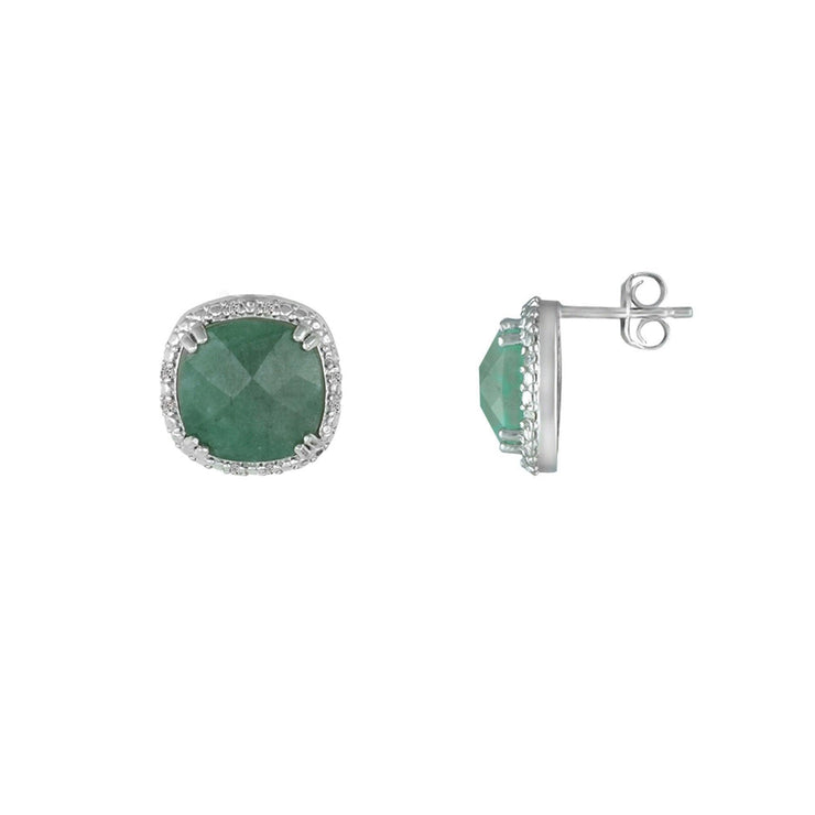 Genuine Emerald and Diamond Accent Stud Earrings - jewelerize.com