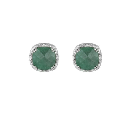 Genuine Emerald and Diamond Accent Stud Earrings - jewelerize.com