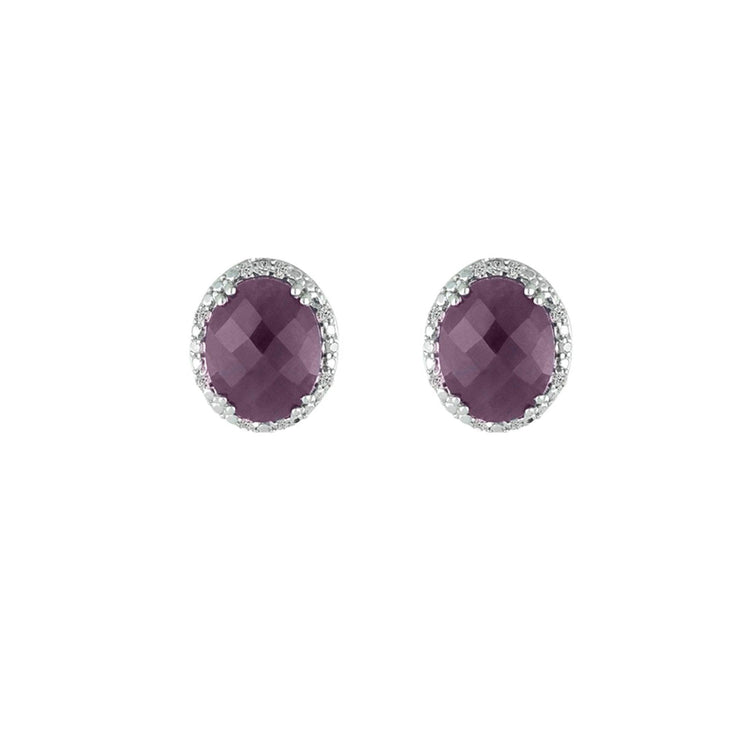 Genuine Ruby and Diamond Accent Stud Earrings - jewelerize.com