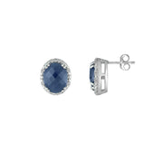 Genuine Sapphire and Diamond Accent Stud Earrings - jewelerize.com