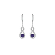Amethyst Infinity Earrings - Amethyst and Diamond Infinity Heart Earrings - jewelerize.com