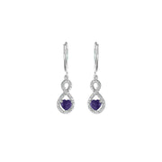 Amethyst Infinity Earrings - Amethyst and Diamond Infinity Heart Earrings - jewelerize.com