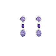 Amethyst and Pink Amethyst Drop Earrings in Silver - jewelerize.com