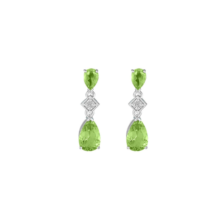 Peridot and Diamond Accent Fashion Drop Earrings in Silver - jewelerize.com
