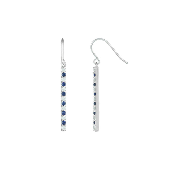 Created Blue and White Sapphire Fashion Drop Earrings in 10K White Gold - jewelerize.com
