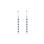 Created Blue and White Sapphire Fashion Drop Earrings in 10K White Gold - jewelerize.com