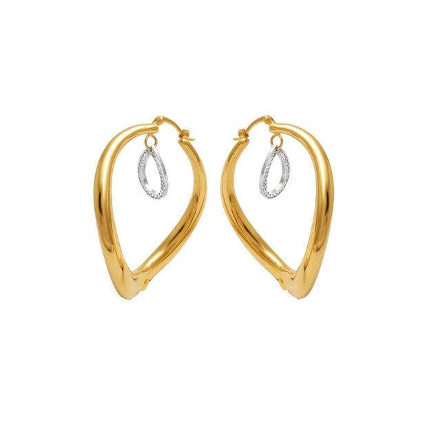 14K Yellow Gold and Diamond Innovoro® Lightweight Hoop Earrings - jewelerize.com