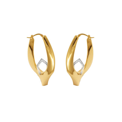 14K Yellow Gold and Diamond Innovoro® Lightweight Hoop Earrings - jewelerize.com