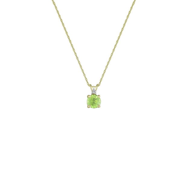 Peridot Necklace - Peridot & Diamond Accent Stud Pendant in 10k Yellow Gold - jewelerize.com