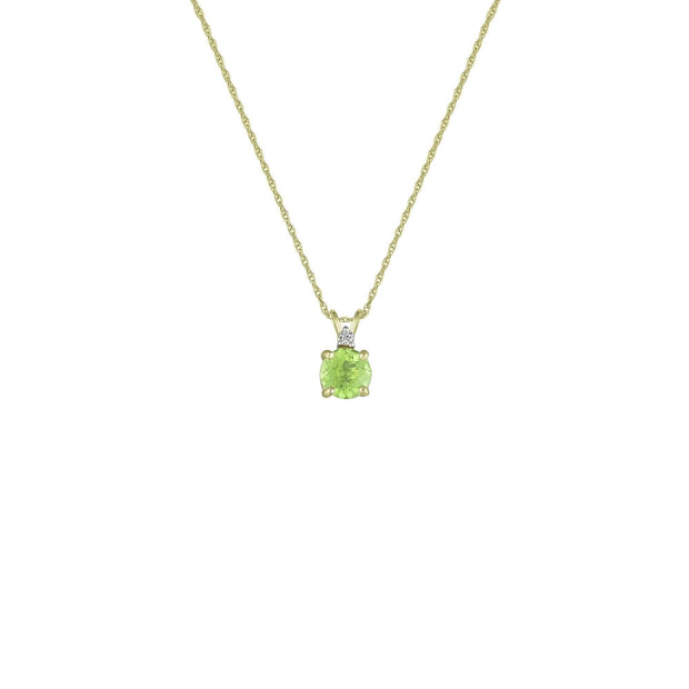 Peridot Necklace - Peridot & Diamond Accent Stud Pendant in 10k Yellow Gold - jewelerize.com