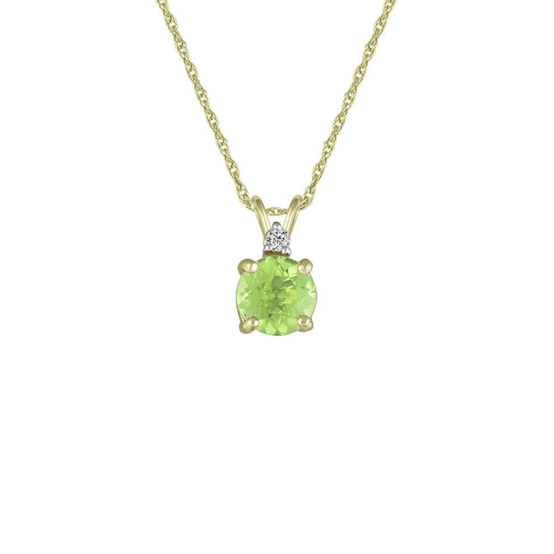 Peridot Necklace - Peridot & Diamond Accent Stud Pendant in 10k Yellow Gold - jewelerize.com