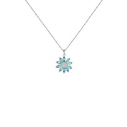 Blue Topaz and Diamond Flower Pendant in 10K White Gold - jewelerize.com