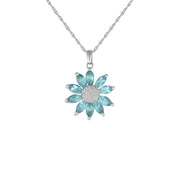 Blue Topaz and Diamond Flower Pendant in Sterling Silver - jewelerize.com