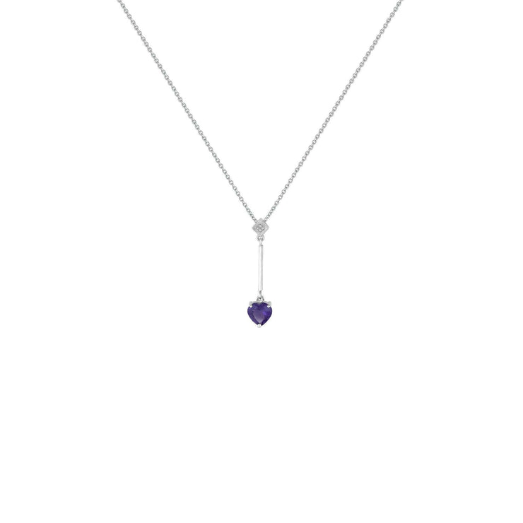 Amethyst Necklace - Amethyst Heart & Diamond Accent Pendant - jewelerize.com