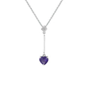 Amethyst Necklace - Amethyst Heart & Diamond Accent Pendant - jewelerize.com