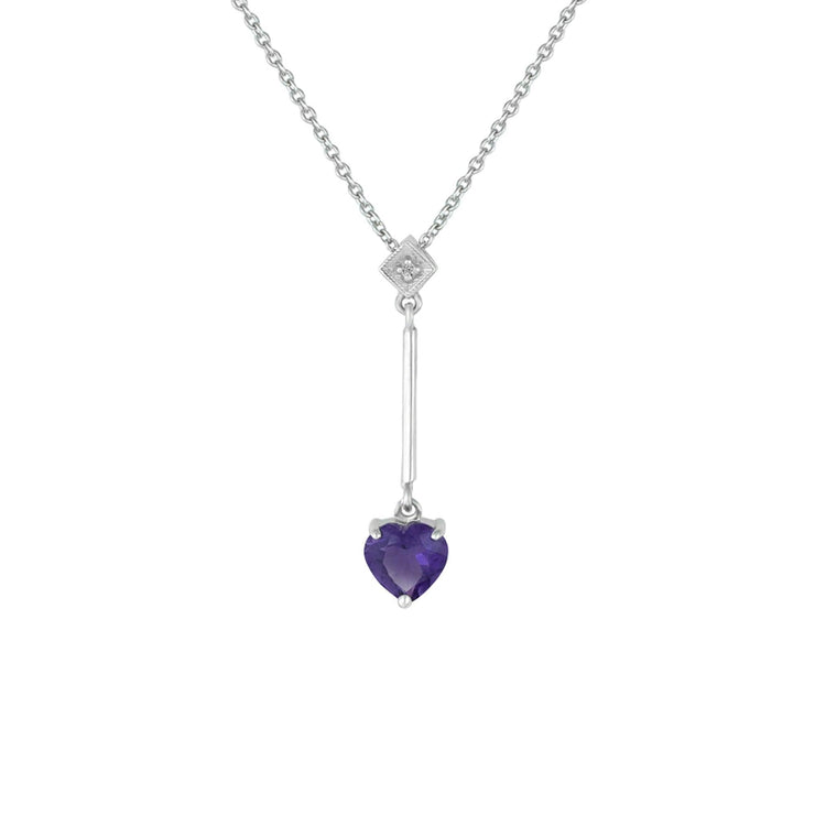 Amethyst Necklace - Amethyst Heart & Diamond Accent Pendant - jewelerize.com