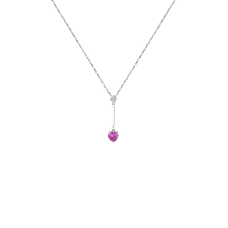Pink Sapphire Necklace - Created Pink Sapphire Heart & Diamond Accent Pendant - jewelerize.com