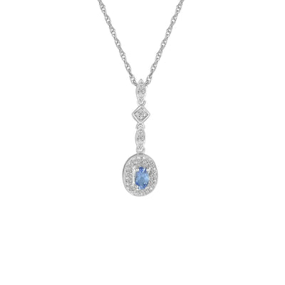 Tanzanite and Diamond Fashion Drop Pendant in 10K White Gold - jewelerize.com
