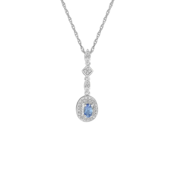 Tanzanite and Diamond Fashion Drop Pendant in 10K White Gold - jewelerize.com