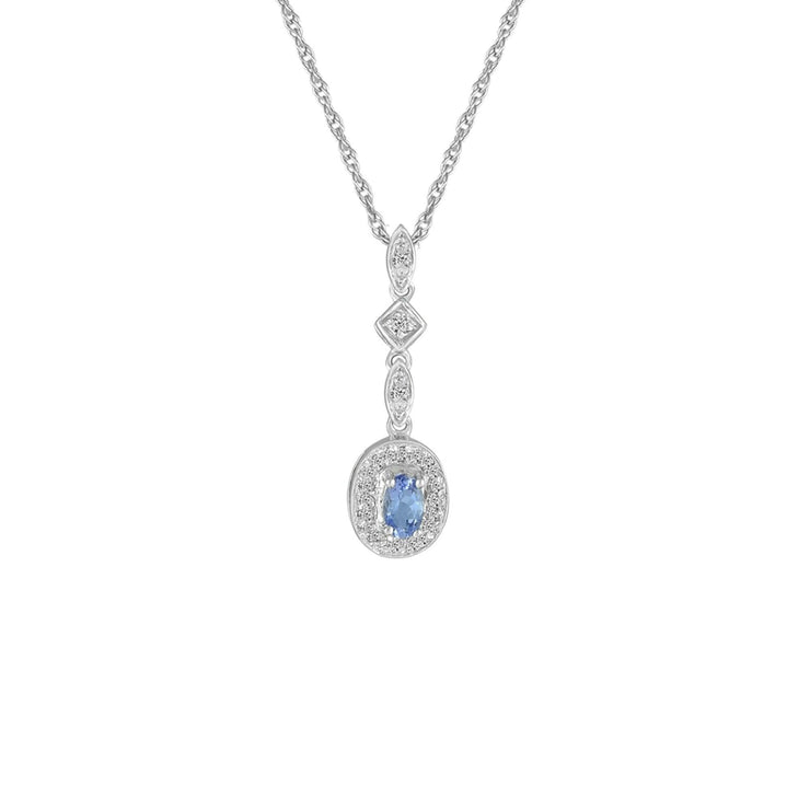 Tanzanite and Diamond Fashion Drop Pendant in 10K White Gold - jewelerize.com