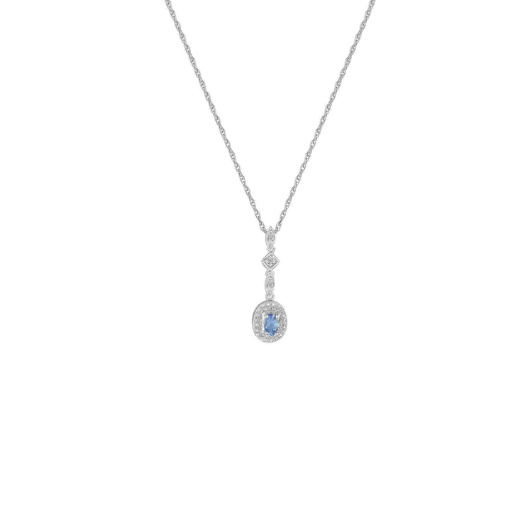 Tanzanite and Diamond Fashion Drop Pendant in 10K White Gold - jewelerize.com