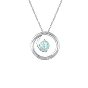 Aquamarine and Diamond Accent Fashion Pendant in 10K White Gold - jewelerize.com