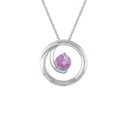Created Pink Sapphire and Diamond Accent Fashion Pendant in 10K White Gold - jewelerize.com