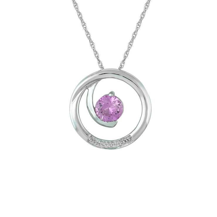 Created Pink Sapphire and Diamond Accent Fashion Pendant in 10K White Gold - jewelerize.com