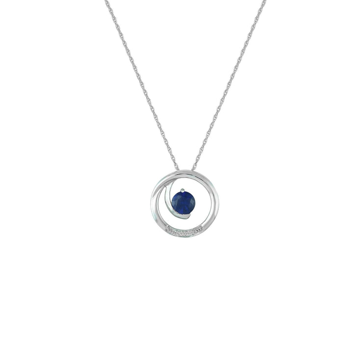 Created Sapphire and Diamond Accent Fashion Pendant in 10K White Gold - jewelerize.com