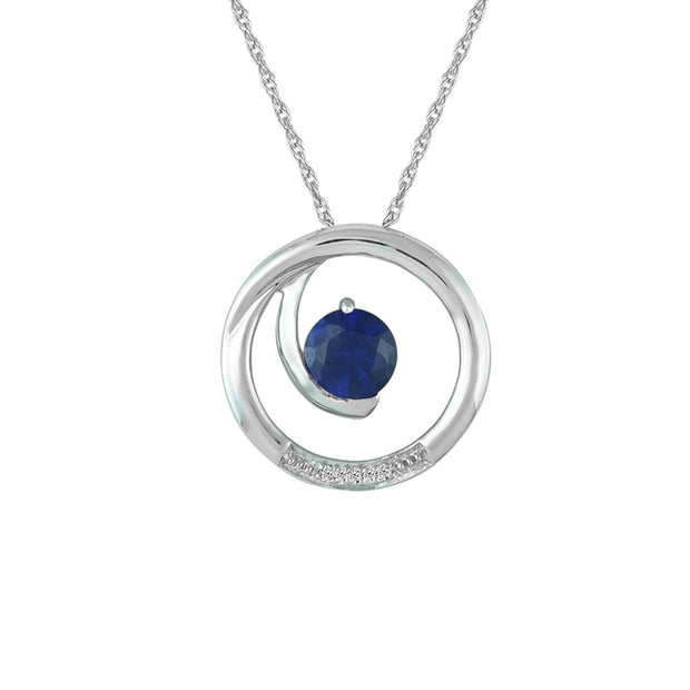 Created Sapphire and Diamond Accent Fashion Pendant in 10K White Gold - jewelerize.com