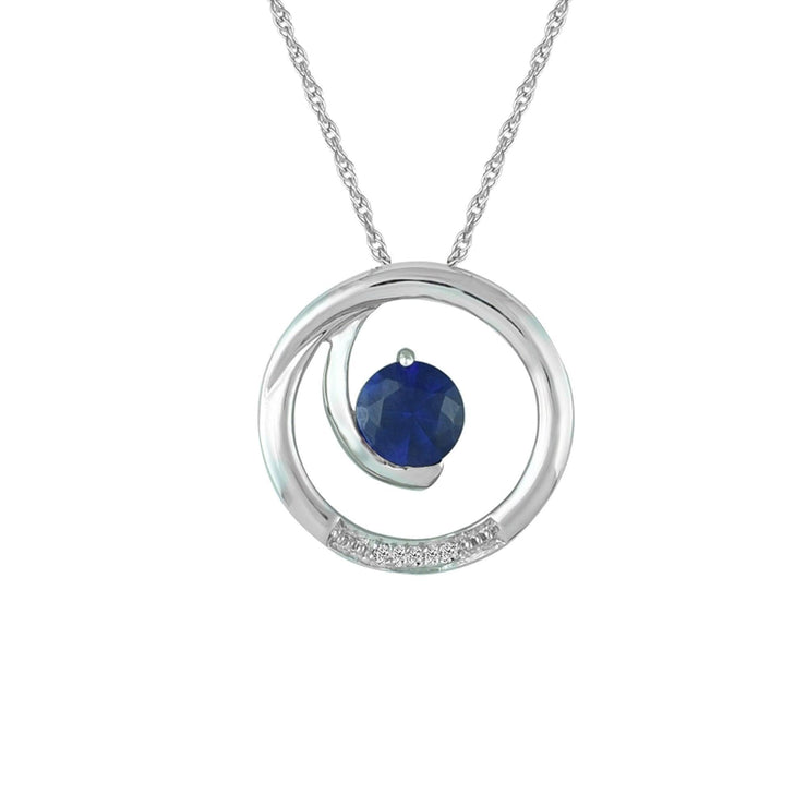 Created Sapphire and Diamond Accent Fashion Pendant in 10K White Gold - jewelerize.com