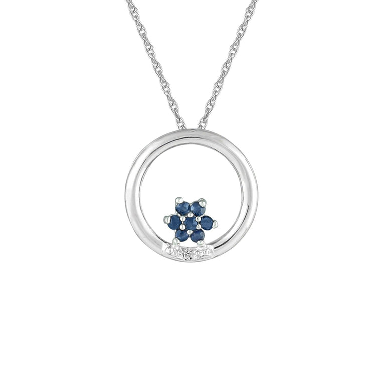 Sapphire and Diamond Fashion Pendant in 10K White Gold - jewelerize.com