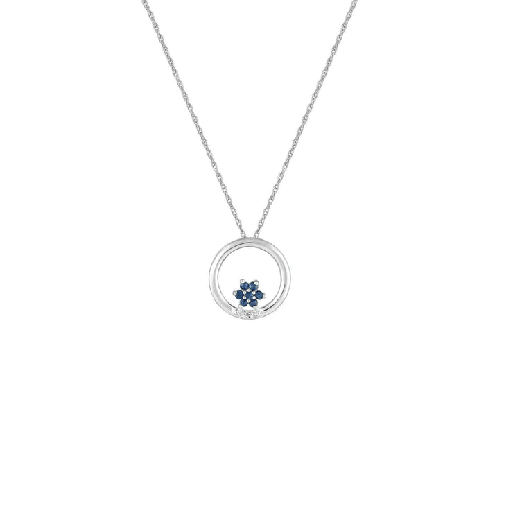 Sapphire and Diamond Fashion Pendant in 10K White Gold - jewelerize.com