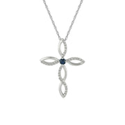 Blue Sapphire and Diamond Accent Cross Pendant in 10K Gold - jewelerize.com