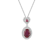 Created Ruby and Diamond Fashion Drop Pendant in 10K White Gold - jewelerize.com