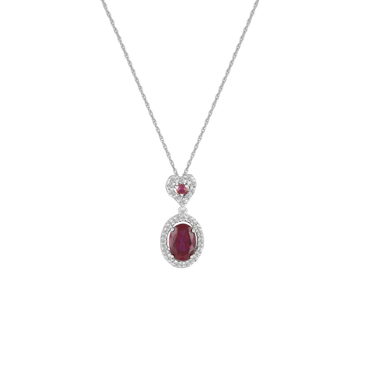 Created Ruby and Diamond Fashion Drop Pendant in 10K White Gold - jewelerize.com