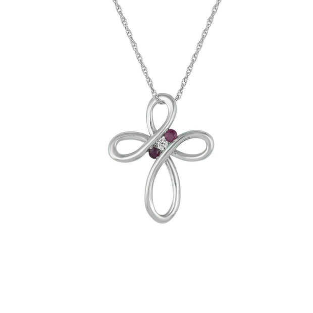 Ruby and Diamond Accent Cross Pendant in 10K Gold - jewelerize.com