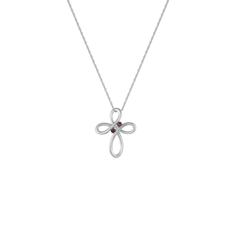 Ruby and Diamond Accent Cross Pendant in 10K Gold - jewelerize.com
