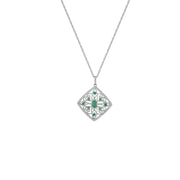 Emerald and Diamond Accent Medallion Pendant in 10K Gold - jewelerize.com
