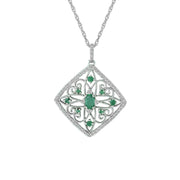 Emerald and Diamond Accent Medallion Pendant in 10K Gold - jewelerize.com
